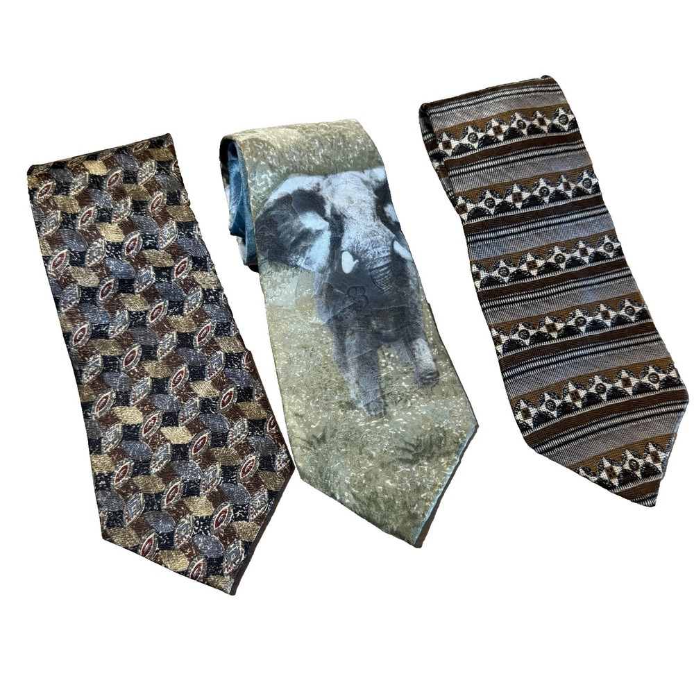 Lot of 3 Vintage Ties 100% Silk Made In USA
